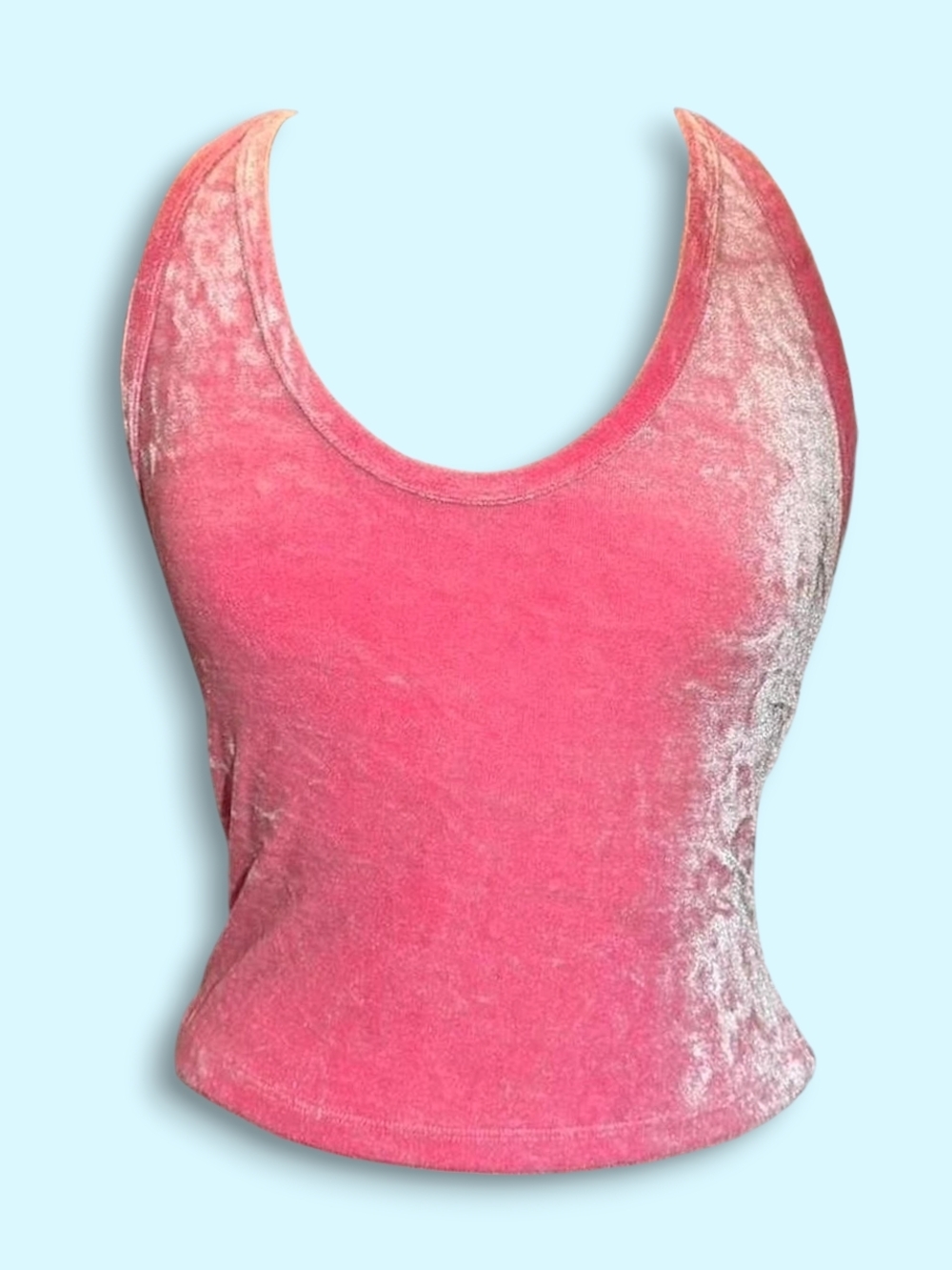Crushed Velvet Scoop Neck Tank Top - Pink